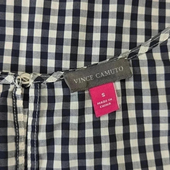 Vince Camuto Black and White Gingham Top -- Size S -- Preppy Jackie O Brunch - Picture 8 of 8